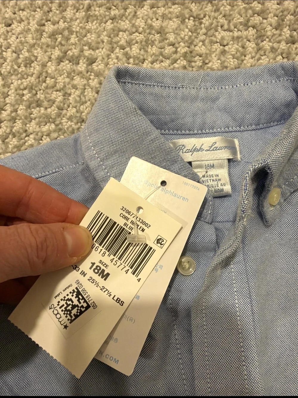 18 mos NWT Ralph Lauren Light Blue Button-Down Oxford Shirt
